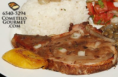 Chuletita Porky BBQ y Arroz Verde